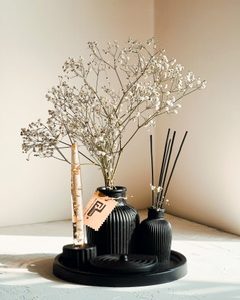 گلدان و شمعدان و استند عود (ست ۵تیکه دکوری) مشکی