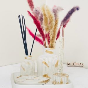 دکوری سفید طلایی  سنگ مصنوعی ۵تیکه